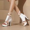 Luxury Sexy Female Sandals Peep Toe Block Heels 11.5cm Platform 3.5cm Buckle Strap Plus Size 47 48 49 50 Dating Shoes