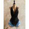 Sexy Vacation Style Halter Neck Backless Slim Fit Sleeveless Top For Women
