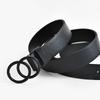 Double Circle Black Buckle Casual Decorative Jeans Belt Women'S Solid Color Thin Belt