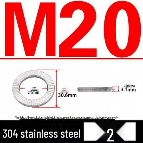 Double-Stacked Interlocking Toothed Anti-Slip Lock Washer 304 Stainless Steel DIN25201