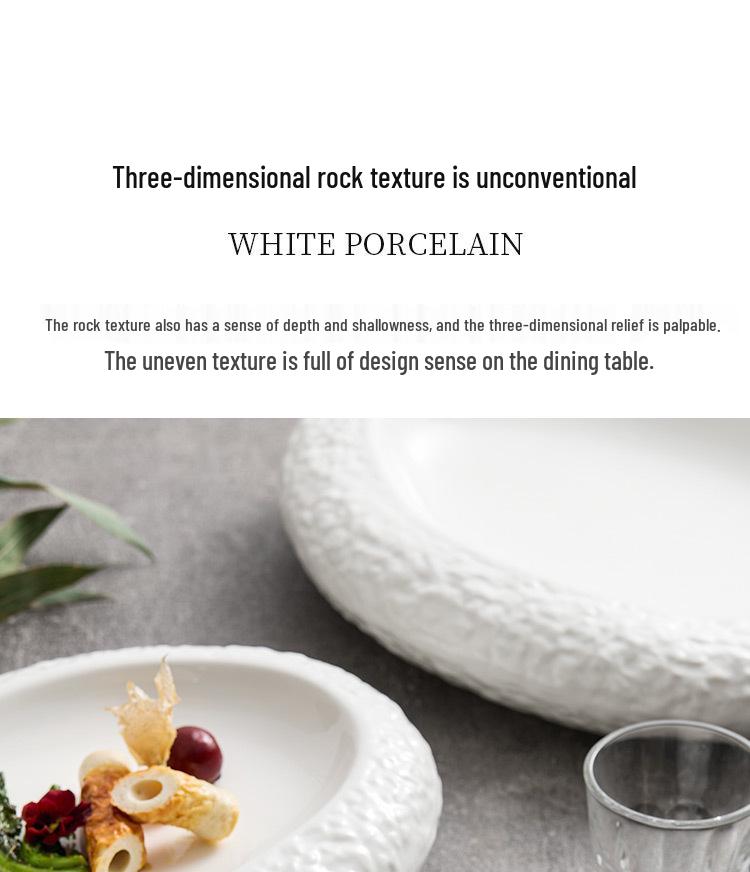 Artistic Ceramic Rock Pattern Plate: Irregular, High-End Design for Creative Cuisine In Hotels and Private Kitchens