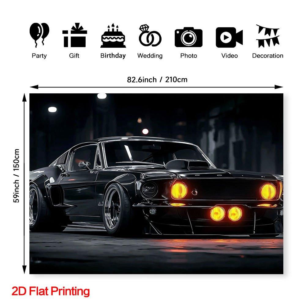 2D Plane, 1 Modern Muscle Car Photo Background - Realistic Classic Car, Smooth Lines and Dynamic Curves