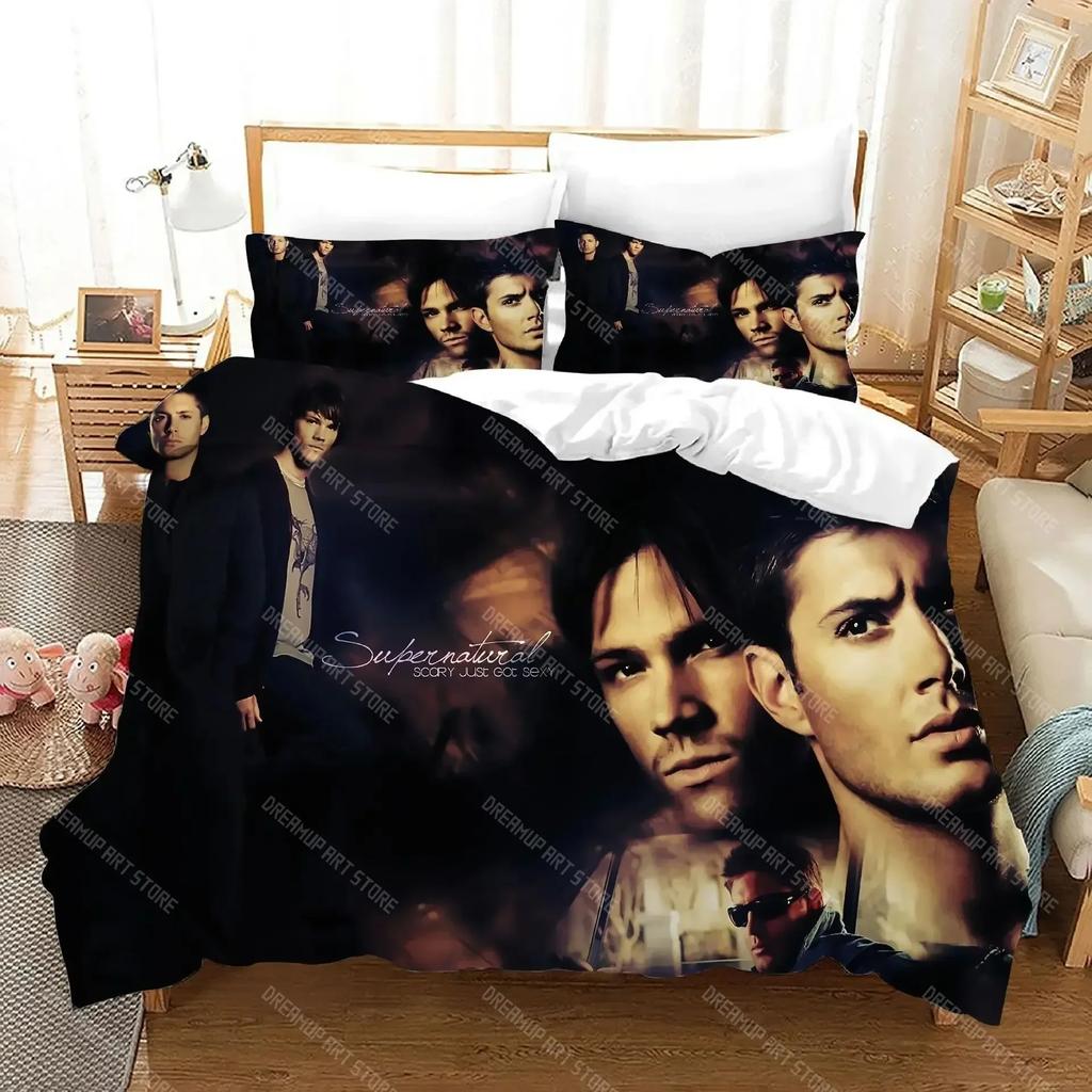3D-print Populär TV-serie Supernatural Sängkläder Set Täcke 3D-print Lyxigt Påslakan Set Hemtextil Dekoration Queen King Enkel