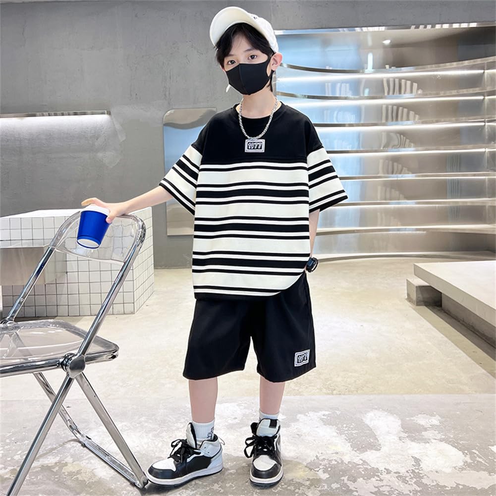 Short Korean Short Sleeve Top and Bottom 170cm Top and Bottom Cute Elementary School Gift [KOSIKINI] Children's Clothing, Boys' Setup, Sleeve,
