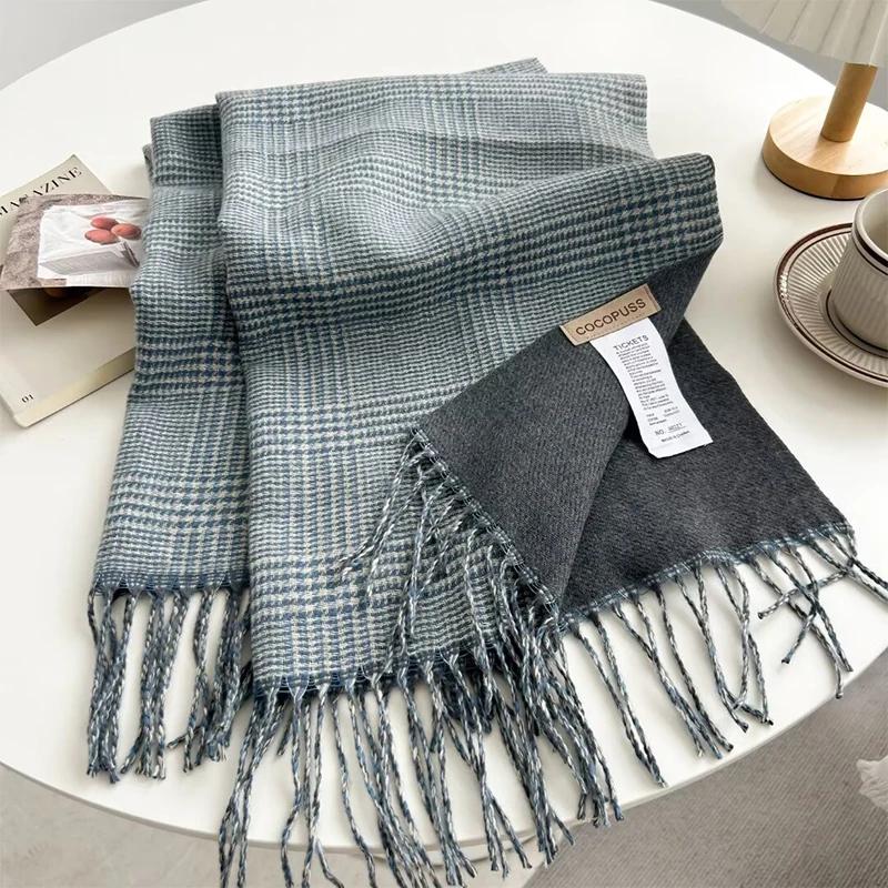 

Luxury Plaid Print Cashmere Scarf for Women Pashmina Shawl Winter Wraps 2025 Warm Blanket Poncho Female Echarpe Bufanda