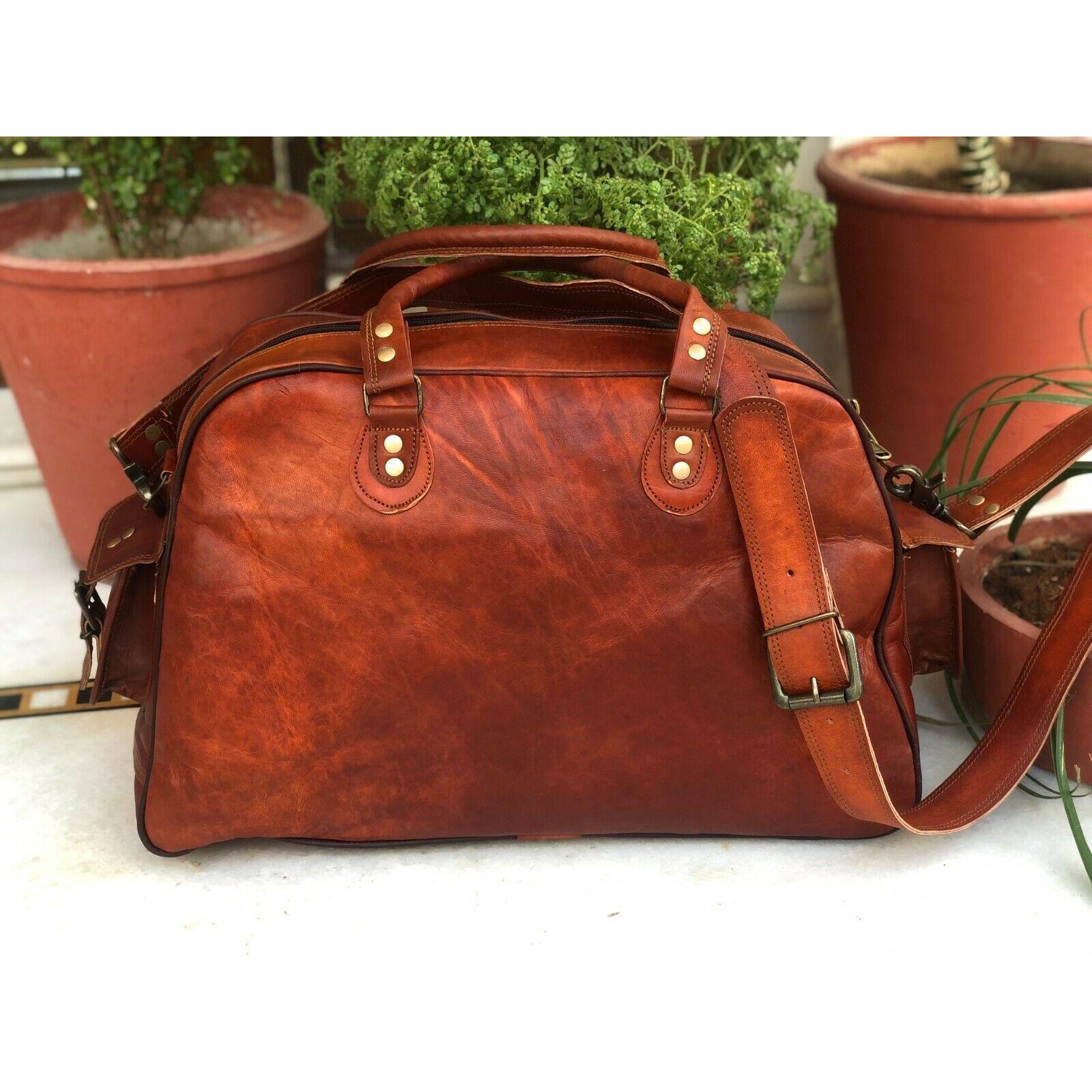 Sac De Voyage Duffle Bag Rond Style Sport En Véritable Cuir Mode Vintage 22 Pouces Dfr22kr