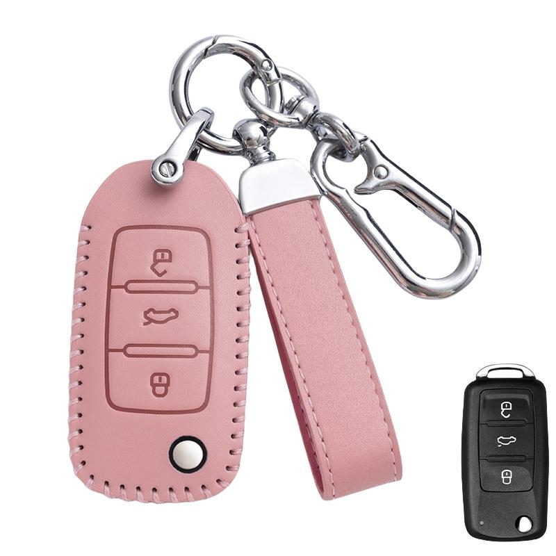 Étui en cuir pour clé de voiture à distance, porte-clés, housse pour VW Volkswagen Passat CC Golf Santana Bora Polo LAVIDA Tayron Tharu Tiguan
