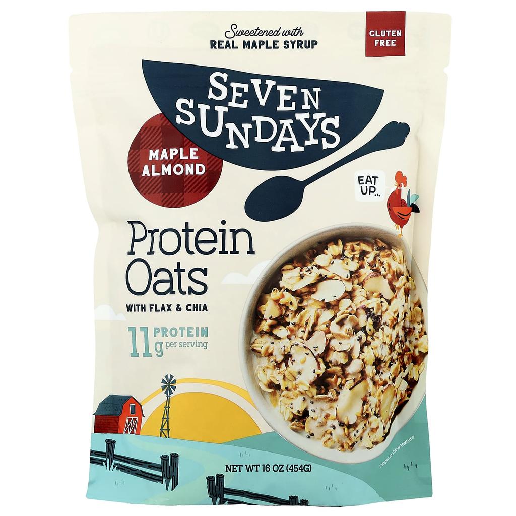 Seven Sundays, Protein Oats with Flax and Chia, Maple Almond, 16 Oz (454 G)