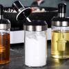 Corrosion-resistant Condiment Bottle Spice Jar with Spoon 250ml Glass Kitchen Seasoning High Borosilicate for Salt Sugar Leak-Proof Container