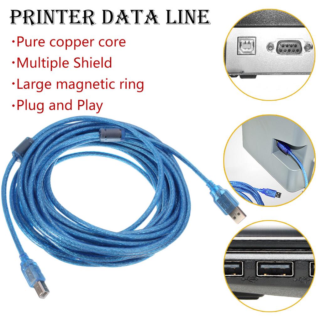 DTECH 15ft USB Pinter Cable USB 2.0 Type A to B Male Cord 5 Meters Long M-M Wire