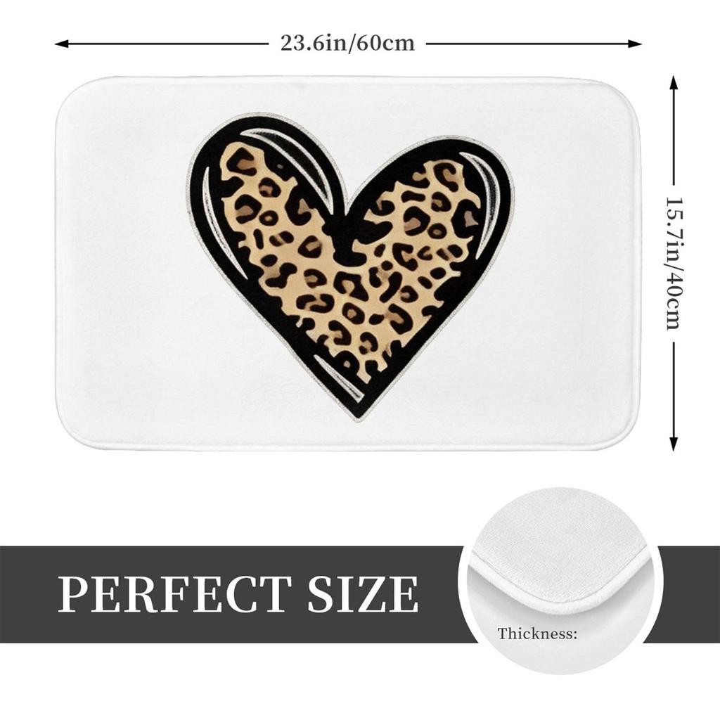 Vintage Leopard Heart Print Doormat Kitchen Entrance Home Floor Mat Anti-slip Carpet Rug for Bedroom Footpad Mats