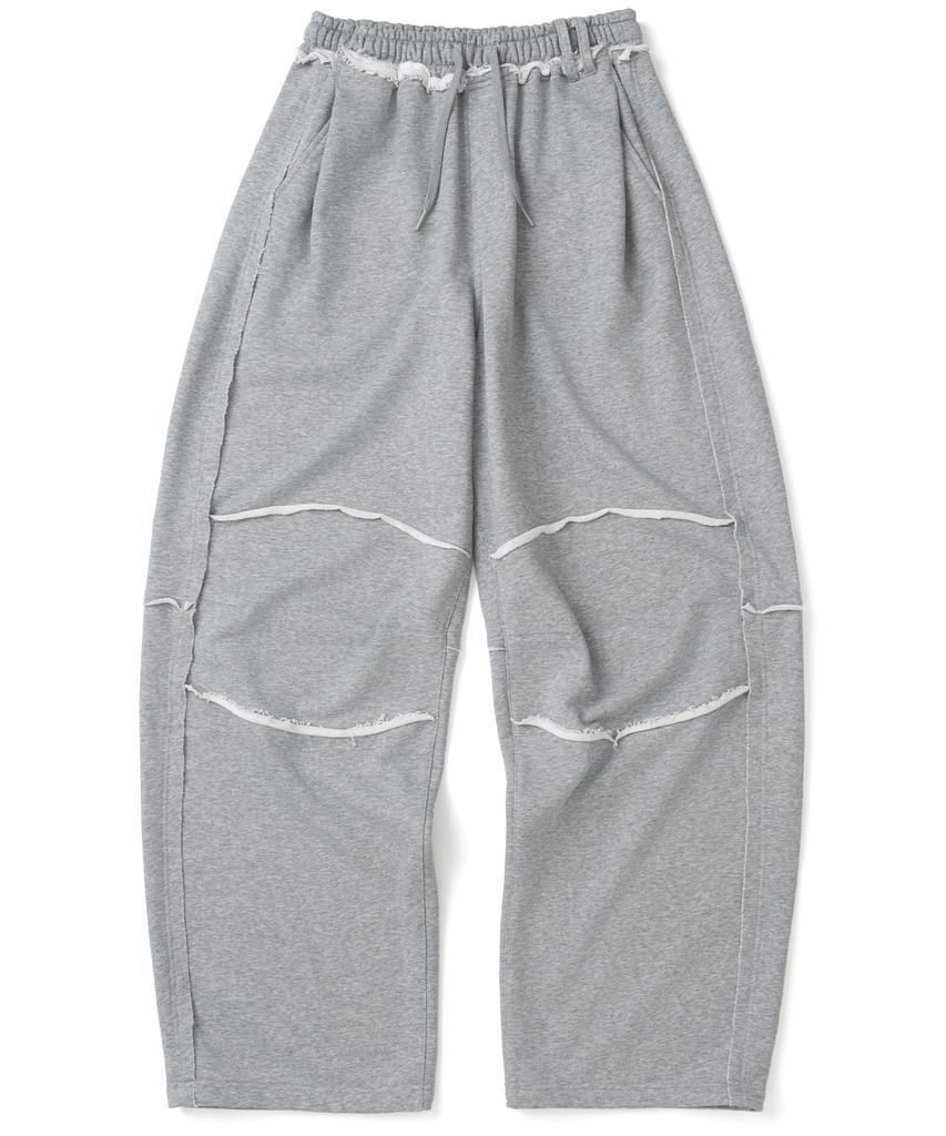 NOT4NERD Raw Edge Curved Biker Sweat Pants - Gray
