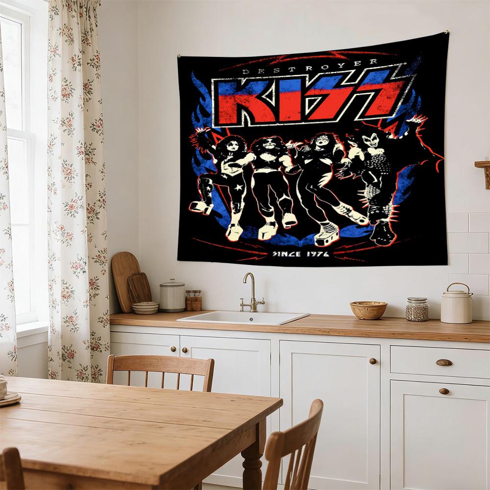 Kiss Band Rock Legends Large Wall Tapestry,Ideal for Office Backdrops, Holiday Gifts, Home Decor (Living Room, Bedroom, Dorm, Parties), and Outdoor Ce