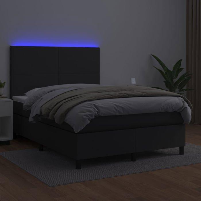 Maison Exclusive - Sommier à lattes de lit avec matelas et LED Noir 140x200 cm