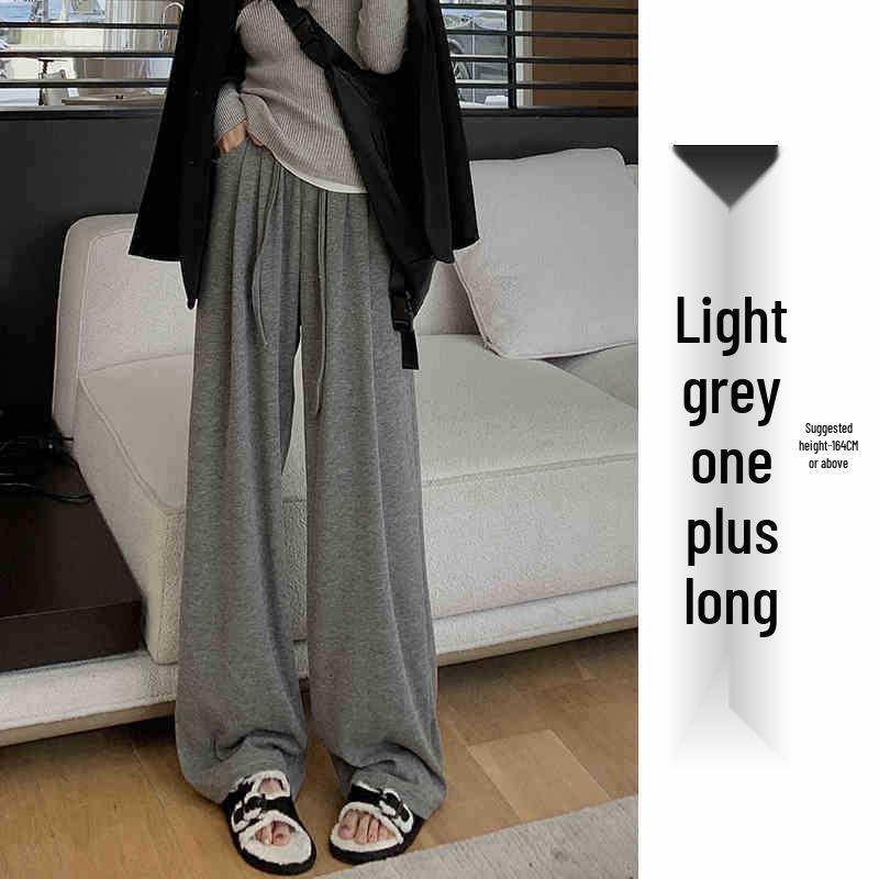 

Женские серые брюки с высокой талией и широкими штанинами - Маленькие и большие размеры, Весна-осень 2024, Повседневные, Приталенные L (111-125 lbs)