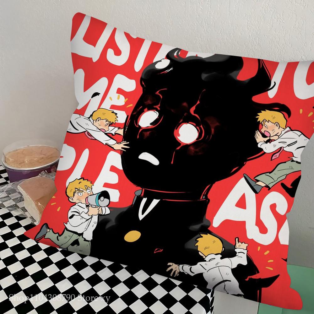 Anime Mob Psycho 100 Pillow Case Square Pillow Bedroom Sofa Leisure Comfort Cushion Car Living Room Home Decoration