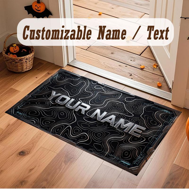 Abstract Personalized Theme Crystal Velvet Floor Rug Personalized Custom Name Text Warm Carpet Home Decoration
