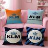 Netherlands K-Klm R-Royal Dutch Airlines Cushion Cover Summer Coolness Linen Fabric Double-Sided Printing Pillow Case Home Decor