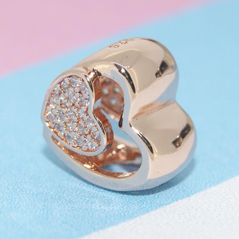 925 Silver Pink Heart Charm Pendant For Women Jewelry Making Luxury Gift Fit Bracelet Necklace Party