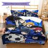 Blue Lock Pattern Bedding Quilt Set Quilt Cover Pillowcase Home Decoration Gift (1 * Duvet Cover + 2 * Pillowcase, Without Core)