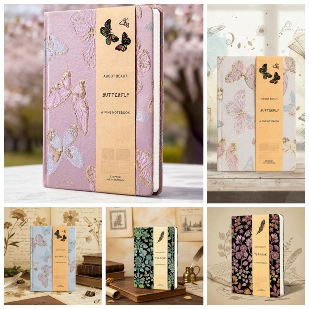 Leather Embroidered Flower Notebook Pattern Schedule Notepad School Supplies