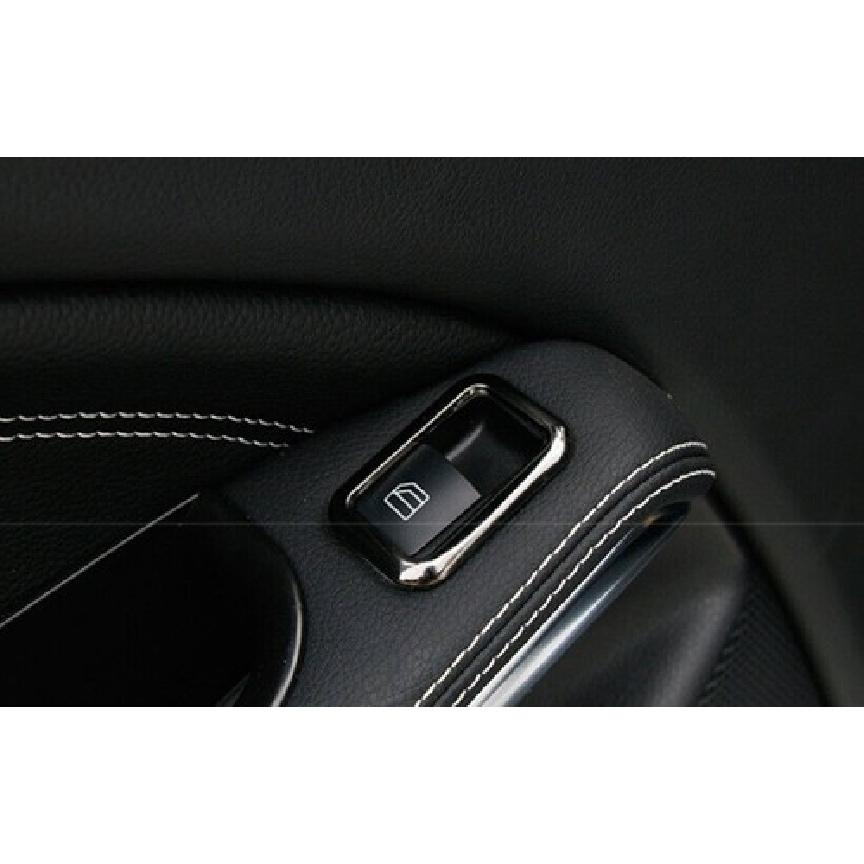 Window Switch Button Garnish Trim 4PCS For Benz GLA CLA 2013- Black Steel