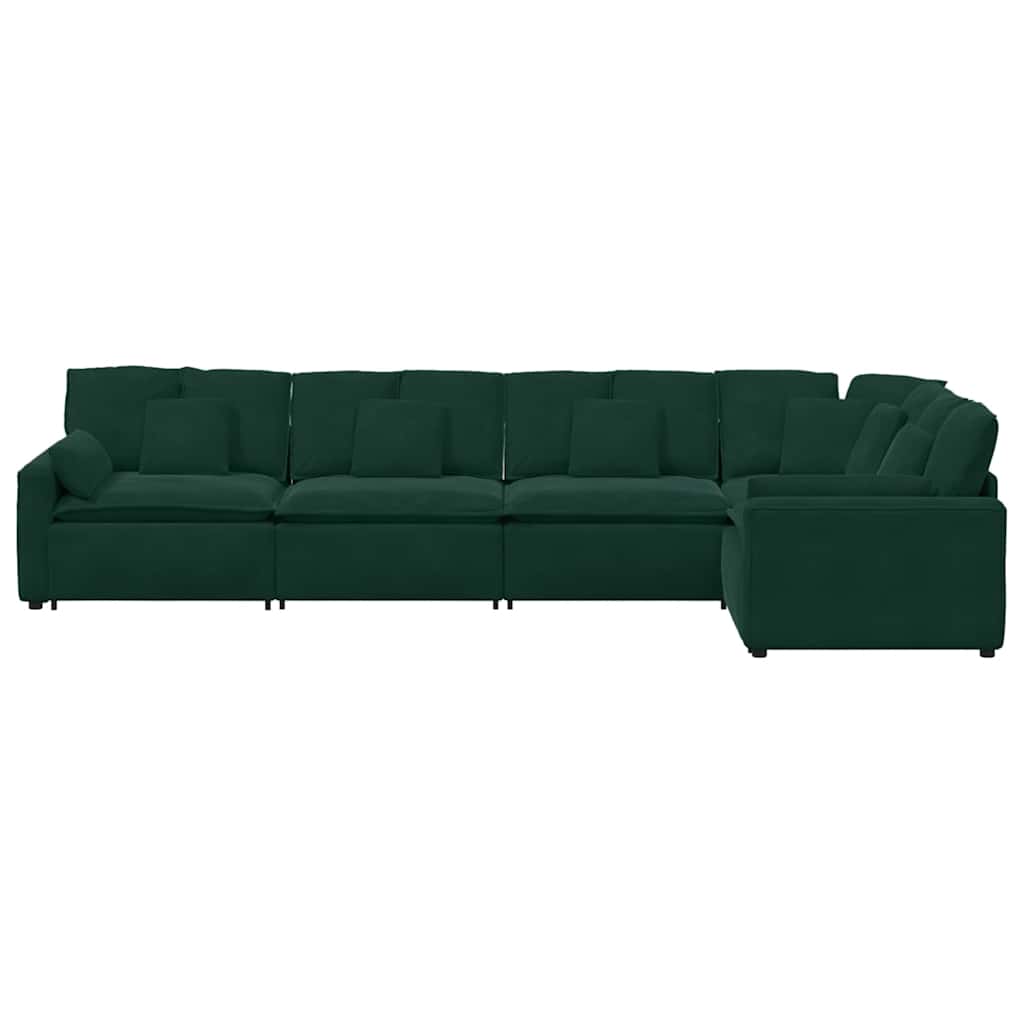 Modular Sofa with Cushions Velvet Dark Green