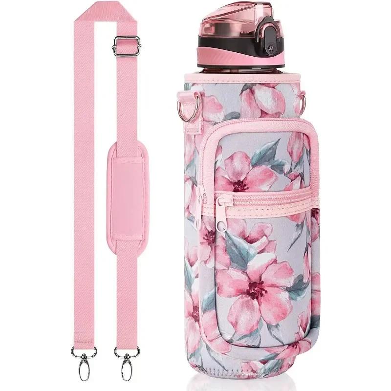 Large Water Bottle Sleeve Mobile Phone Pouch Portable Cup Holder Outdoor Sport Bottle Bag With Carrying Strap