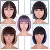 MERISIHAIR Peluca de Bob corto gris y morado para mujer, con flequillo, longitud hasta los hombros, peluca de fibra sintética negra y morada con degradado para mujer