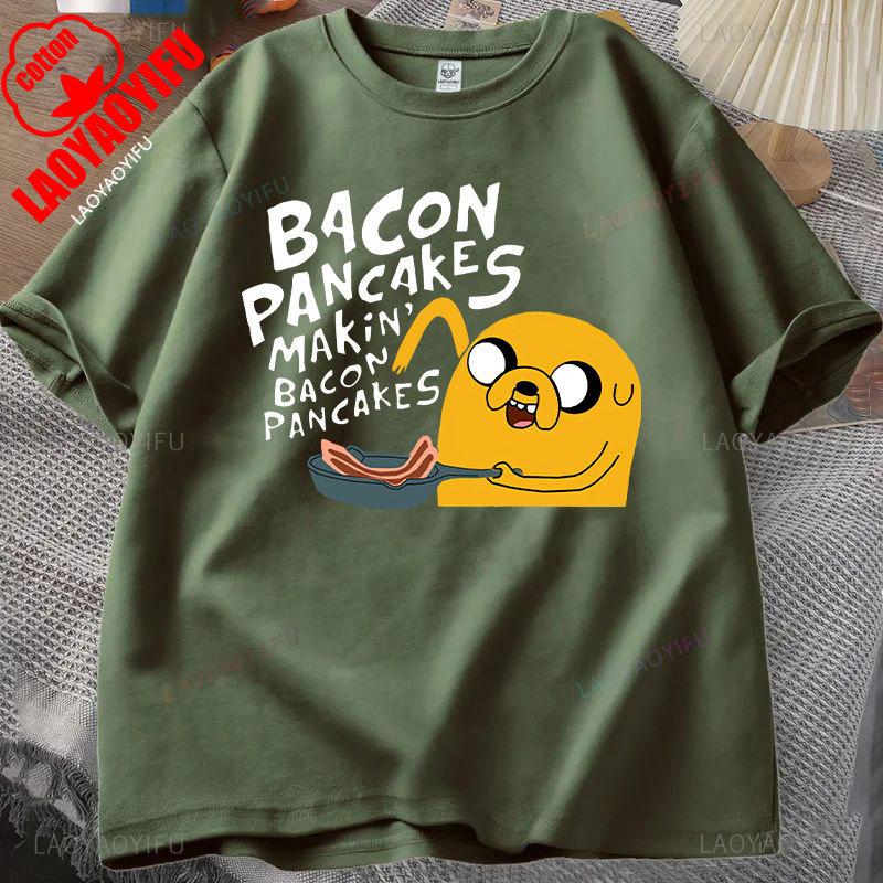 Fashion Hot Sale Kawaii Clothing Adventure Time Anime T Shirt for Men Jake and Finn Bacon Pancake Girl Boy Casual Cotton Tops