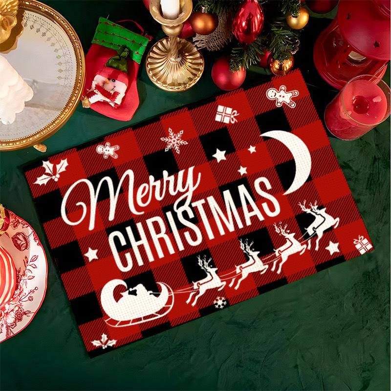Christmas Table Mats Snowflake Tree Printed Placemats Dining Coffee Tables Decor Holiday Placemats Waterproof Festive Accessories Xmas Table Runner