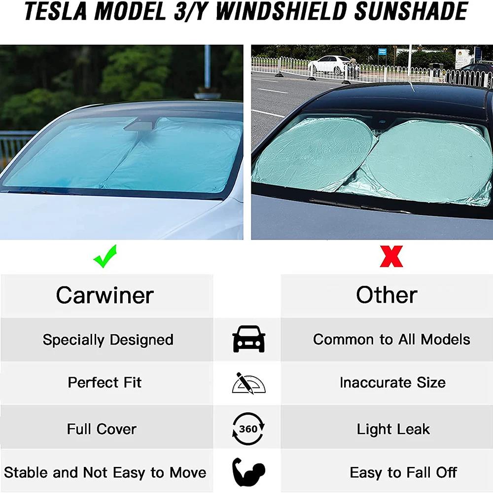 Car Windshield Sun Shade Covers Visors Front Window Sunscreen Protector Parasol Coche For Tesla Model 3 Y Sunshade AccessoriesWindshield Sunshades 1