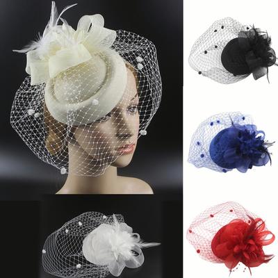 Retro Berets  Headband Fascinator Wedding Ascot Hat Hatinator Birdcage Veil