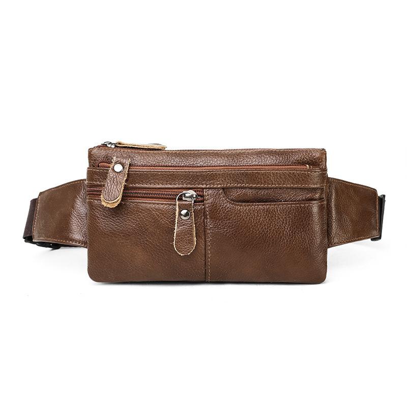

Men s Bag Soft Leather Waist Bag Business Men s Crossbody Bag Small Crossbody Bag Men s Chest Bag світло-коричневого кольору