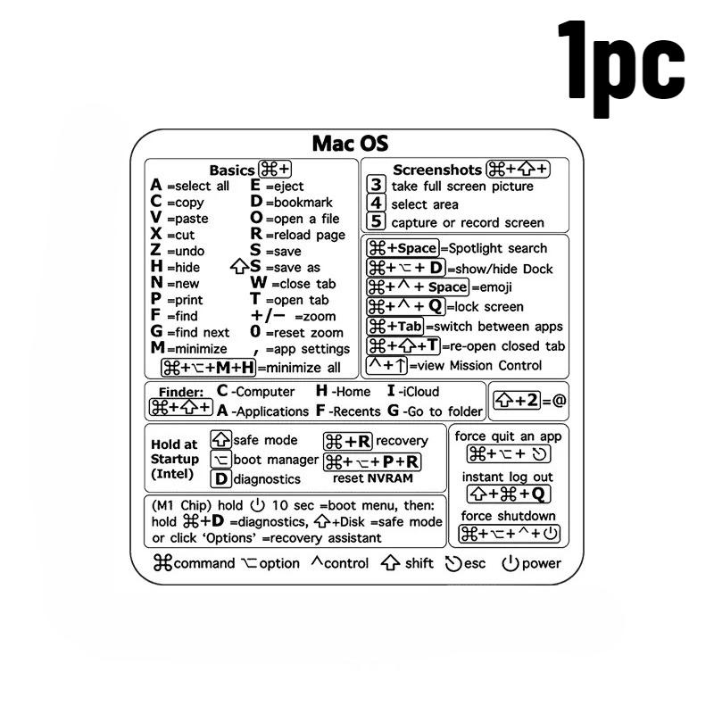 

1/2pcs Keyboard Shortcut Stickers for Word Excel Windows MAC OS Letter Graphic Laptop Protective Sticker