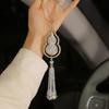 Diamond-Accented Luxury Gourd Pendant for Car Rearview Mirror - Elegant Interior Decoration for Women