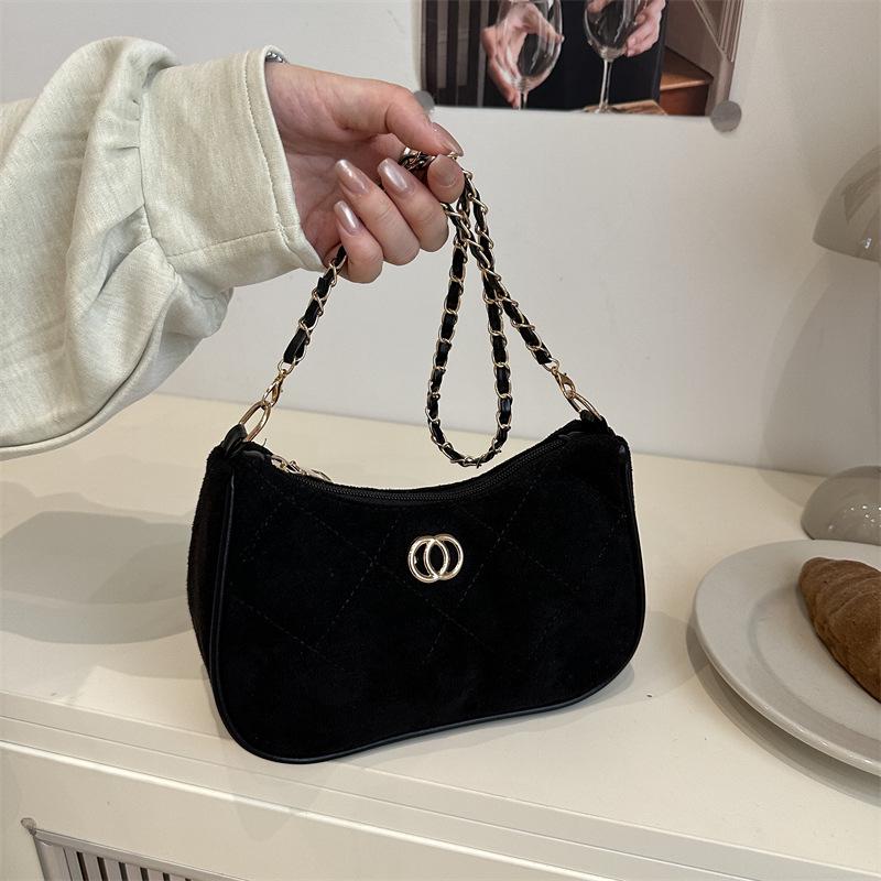 2025 Women's Retro Deerskin Velvet Shoulder Bag – High-End Chain Crossbody