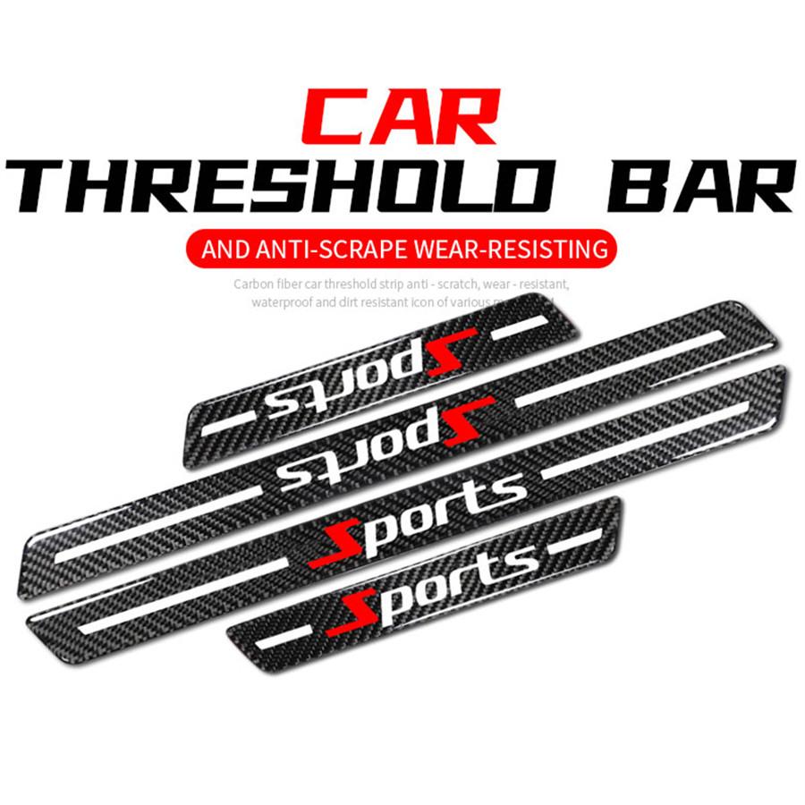 4x Universal Car Door Scuff Sill Cover Panel Step Protector Trim Carbon Fiber