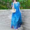 Summer Women's Plus Size Dress Loose Round Neck Floral Dress Soft Skin-friendly Breathable Long Dress