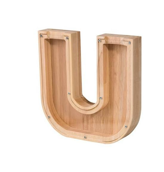 Sparbox aus Holz mit Alphabet für Kinder – Transparente Spardose Geschenk