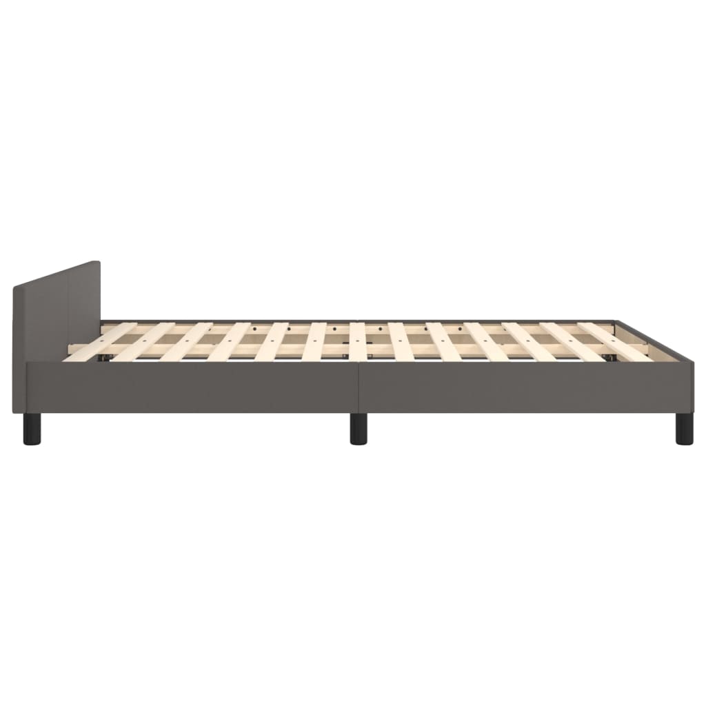 Bed Frame with Headboard Gray 140 x 190 cm Faux Leather