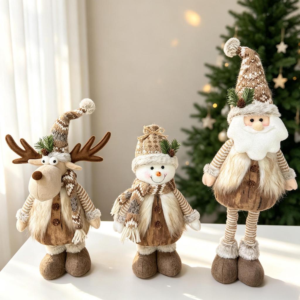 Ausziehbare Nordische Weihnachtsplüschpuppe mit gestrickten langen Beinen - Festliches Ornament für Partydekoration