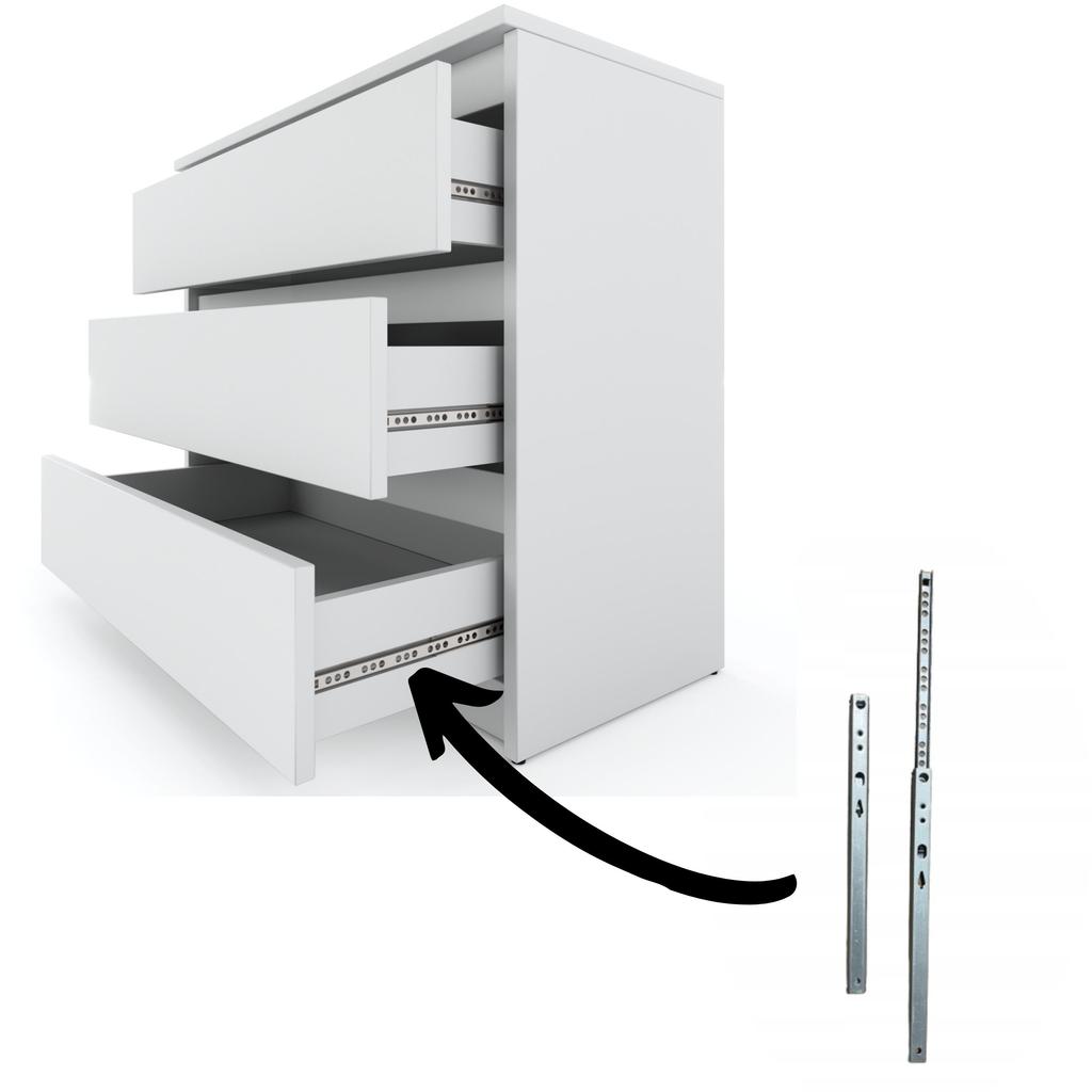 Weiße Kommode 80 CM 3S TV-Schrank Möbel für Wohnzimmer Schlafzimmer Dachboden