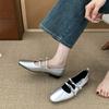 Spring 2025 New French Mary Jane Shoes Double Bow Square Head Shallow Mouth Temperament Flat Bottom with Skirt Single Shoes