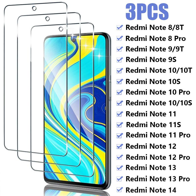 3PCS Tempered Glass For Xiaomi Redmi Note 12 11 10 9 8 Pro 12S 11S 10S 9S 8T Screen Protector For Redmi Note 14 13 Pro 5G Glass2