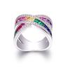 New Fashion Colorful Cubic Zirconia Ring For Women Elegant Bridal Wedding Jewelry Band Cross Geometric Crystal Rings Gifts