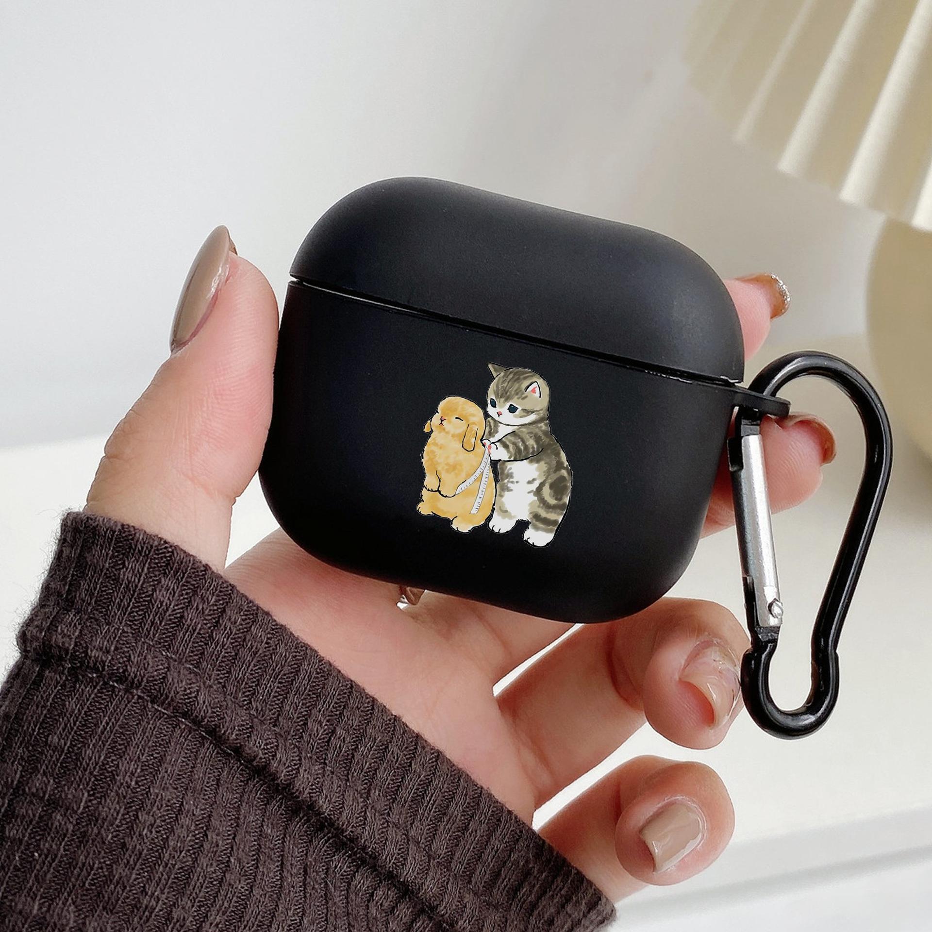 

Милый мультяшный животный кот с крючком для Airpod Pro 3 Pro2 Черный защитный чехол Мягкий чехол для Apple Airpods 2 1 Чехлы для наушников Airpods pro2