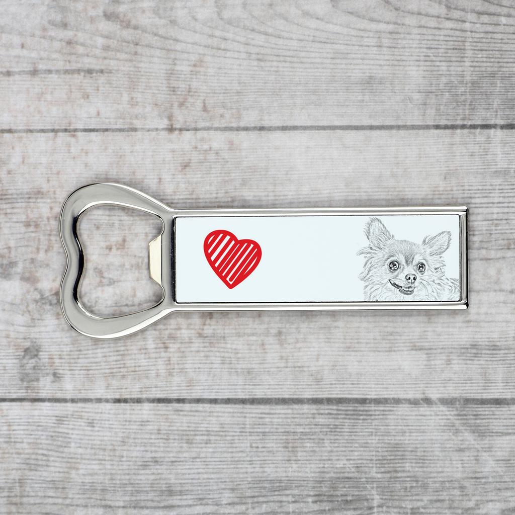 Chihuahua a pelo lungo - apribottiglie con un cane, apribottiglie da frigo personalizzato, regalo unico per un uomo del marchio Art-Dog