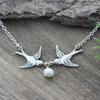 Flying Pearl Bird Necklace - Lovely Swallow, Sparrow, Hummingbird Pendant