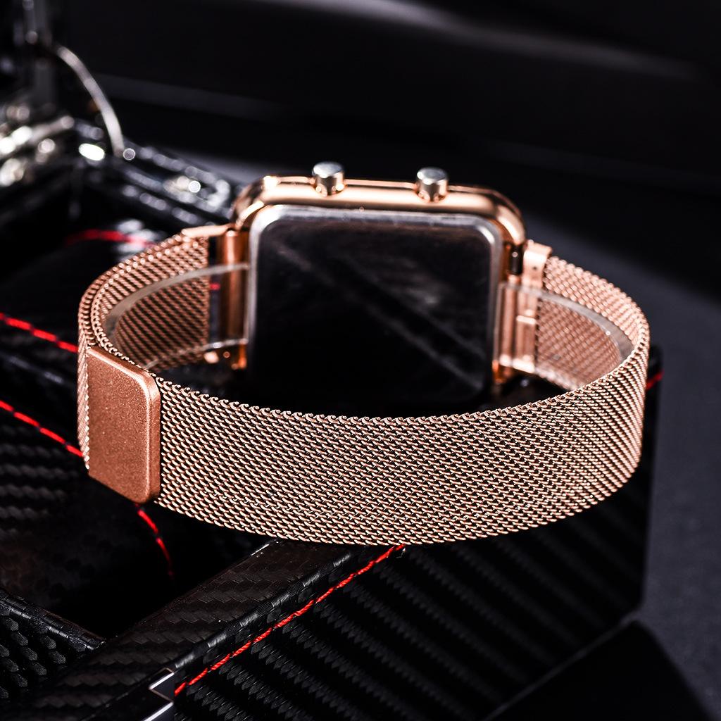 Simple Digital Watches for Women Luxury Rose Gold LED Watch Magnetic Metal Mesh Band Waterproof Fashion Ladies Electronic Clock